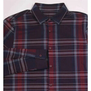 Lululemon Navy Blue/Red Button-Up Casual Shirt~ Medium